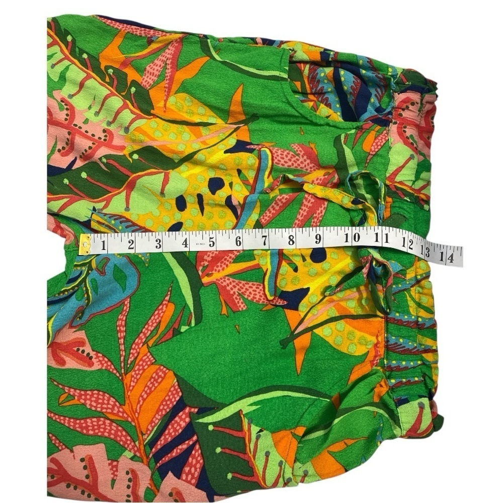 Olivaceous Vibrant Green Tropical Print Pants Size S - Picture 8 of 13